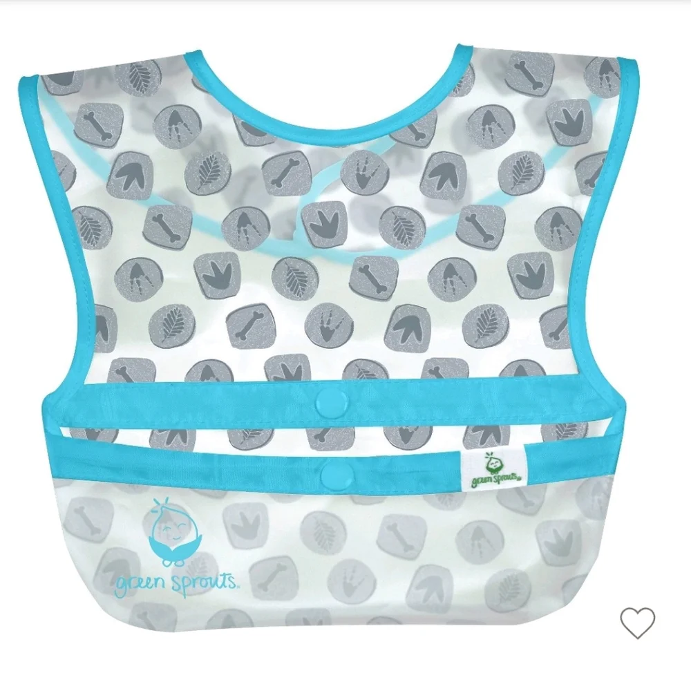 Green Sprout Snap & Go Wipe Off Bibs Blue Dinosaurs 9-18M - 3pk